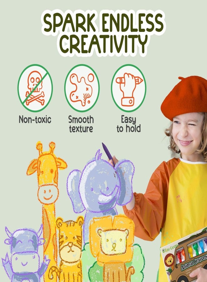 TinyGeeks 6 Animal Shaped Crayons - Non Toxic Crayons for Toddlers - Washable - Perfect for Kids Ages 4-8 - Easy To Hold - Enjoy your Little Safari - Image 3